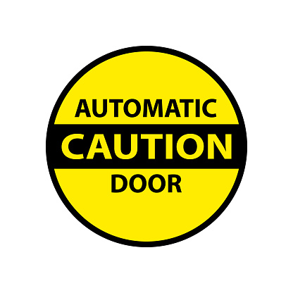 caution automatic door attention isolated sticker