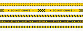 istock Caution tape set. Warning or caution stripe. Police line. Do not cross stripes. Vector images 1398975466