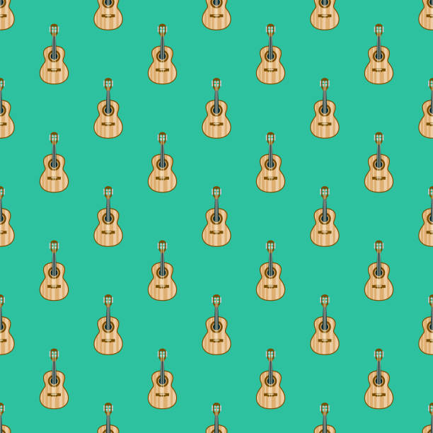 Cavaquinho Portugal Pattern A seamless pattern created from a single flat design icon, which can be tiled on all sides. File is built in the CMYK color space for optimal printing and can easily be converted to RGB. No gradients or transparencies used, the shapes have been placed into a clipping mask. guitar patterns stock illustrations