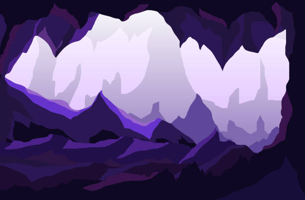 Cave Vector Illustration of a cave in a purple light cave stock illustrations