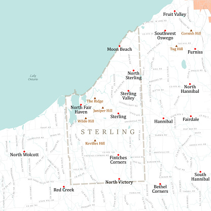 NY Cayuga Sterling Vector Road Map