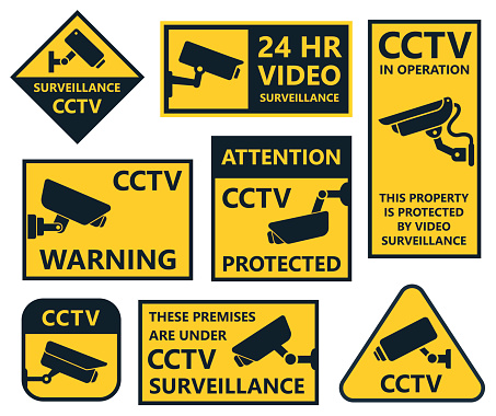 Property Protected By Video Surveillance Warning Security Camera CCTV Sign  / 