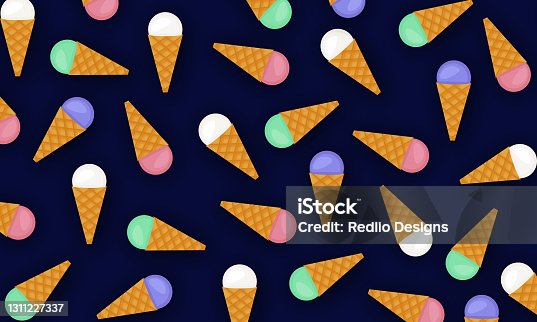 istock ce Cream Cone Pattern Flavors stock illustration 1311227337