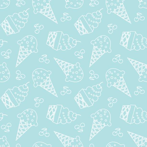 İce cream seamless pattern Ice cream vector with baby blue background cute turkey cupcakes stock illustrations