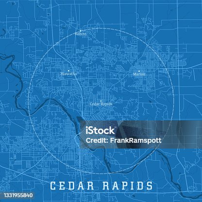 istock Cedar Rapids IA City Vector Road Map Blue Text 1331955840