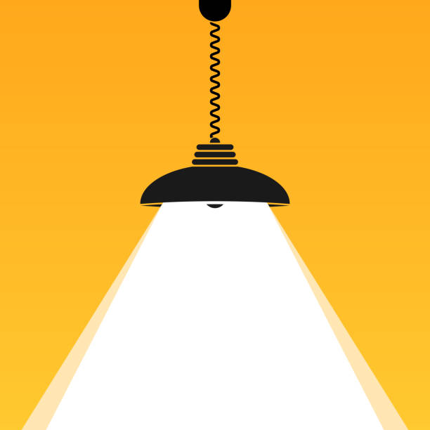 tavan lamba ampul parlaklık. metniniz için parlak i̇şletme arka planı. vektör iç işareti. - elektrik lambası stock illustrations