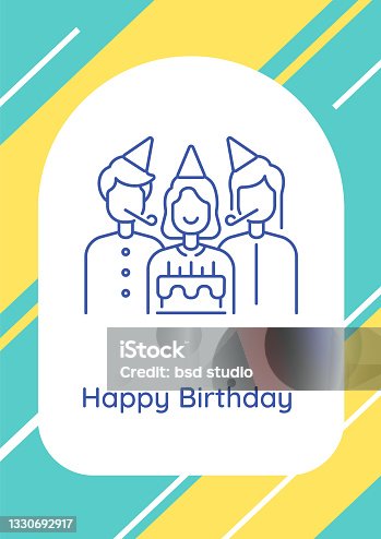 istock Celebrate birthday with family postcard with linear glyph icon 1330692917