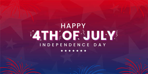 Celebrating 4th of July independence day modern contemporary design with confetti on dark red, blue, firework, star, usa element background Use for sale banner, discount banner, Advertisement banner, postcard, etc. Independence Day is celebrated on the 4th of July of each year in the USA and it is the celebration of the day the United States Of America declared its independence from the control of Great Britain. Independence Day is commonly celebrated with the lighting of fireworks or electronic light shows, music, and outdoor activities the display of the "American" flag, and the display of the USA flag colors red, white, and blue. fourth of july stock illustrations