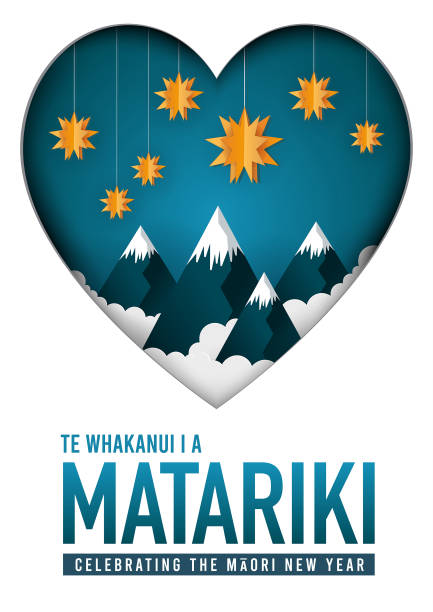 NZ Celebrating Matariki Maori New Year vector art illustration