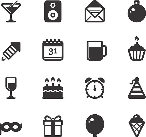Celebration and Party Icons Celebration and Party Icons on white background. birthday icons stock illustrations