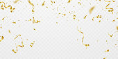 istock Celebration background template with confetti and gold ribbons. luxury greeting rich card. 1353348653