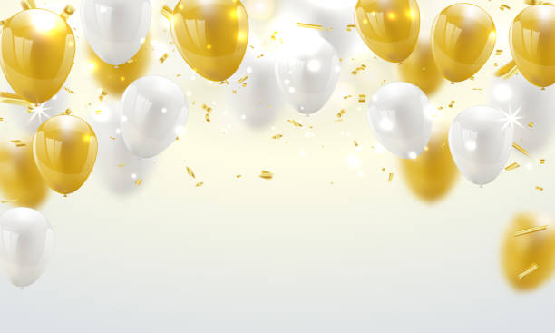 Celebration banner with Gold balloons background. Sale Vector illustration. Celebration banner with Gold balloons background. Sale Vector illustration. balloon borders stock illustrations