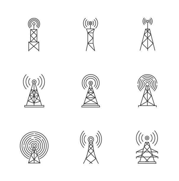 5G cell towers and antennas pixel perfect linear icons set. Fast connection. Mobile network coverage. Customizable thin line contour symbols. Isolated vector outline illustrations. Editable stroke 5G cell towers and antennas pixel perfect linear icons set. Fast connection. Mobile network coverage. Customizable thin line contour symbols. Isolated vector outline illustrations. Editable stroke 5g stock illustrations