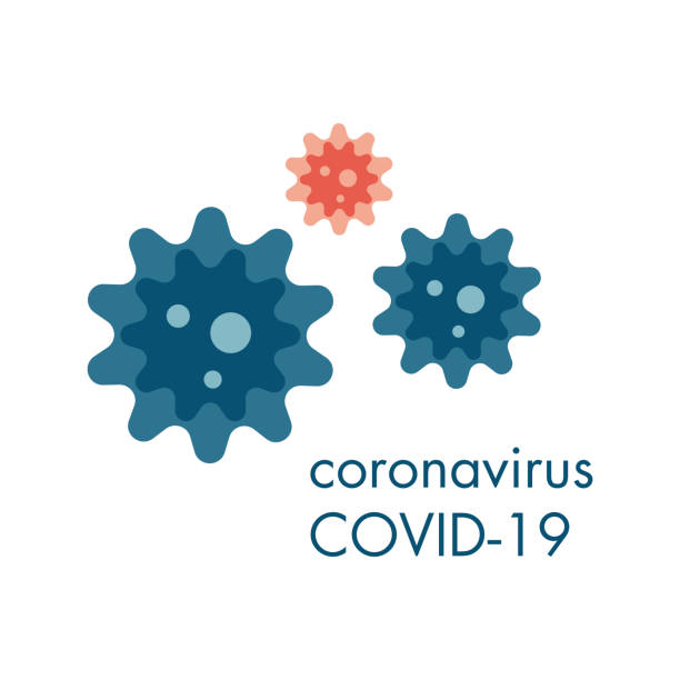 공중에서 날아다니는 코로나바이러스의 세포. 글로벌 전염병 covid-19. - 항원 stock illustrations