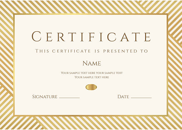 Certificate / Diploma template. Gold award background (stripy, lines pattern, frame) Similar Files: award patterns stock illustrations