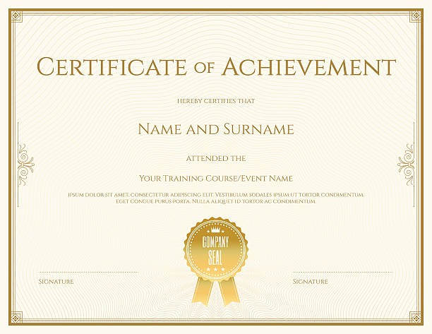 Certificate template in vector for achievement graduation completion Certificate template in vector for achievement graduation completion certificates and diplomas stock illustrations