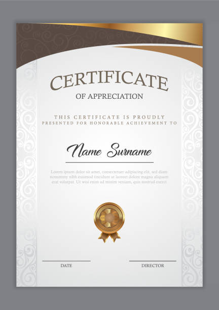 Certificate template Certificate template with gold element, diploma, vector illustration certificates and diplomas stock illustrations