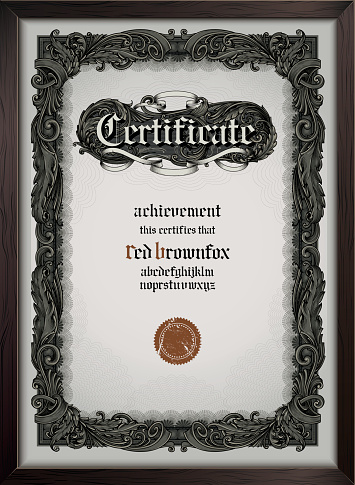 Certificate template with gothic font
