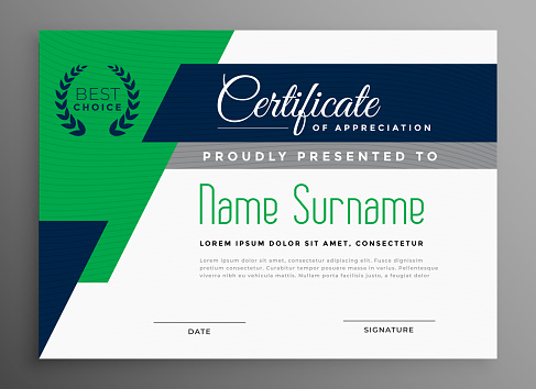 certificate template with modern geometric shapes