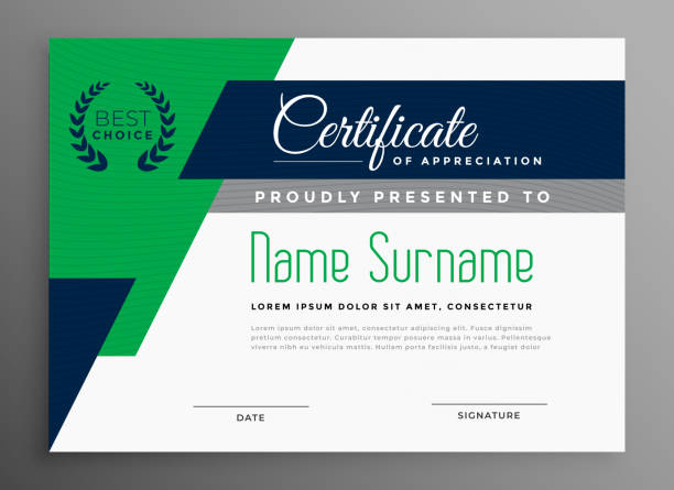 ilustrações de stock, clip art, desenhos animados e ícones de certificate template with modern geometric shapes - diploma
