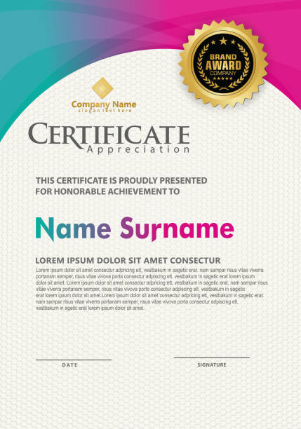 certificate template with modern pattern and flow lines gradation colorful, diploma,Vector illustration certificate template with modern pattern and flow lines gradation colorful, diploma,Vector illustration finance borders stock illustrations