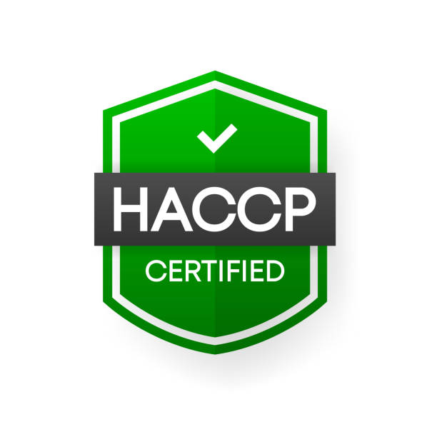 ilustrações de stock, clip art, desenhos animados e ícones de haccp certified green vector banner. flat certification label isolated on white background. vector illustration. - haccp