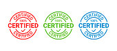 istock Certified stamp. Checked retro badge. Vector illustration. 1351199782