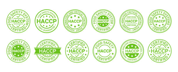 ilustrações de stock, clip art, desenhos animados e ícones de haccp certified stamp. food safety system badge. vector illustration. - haccp