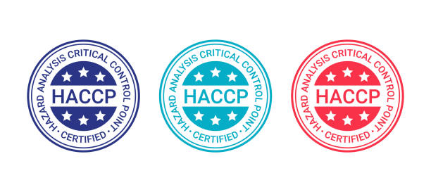 ilustrações de stock, clip art, desenhos animados e ícones de haccp certified stamp. quality warranty badge. vector illustration. - haccp