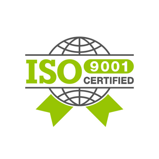 ISO 9001 certified stamp ISO 9001 certified stamp - quality management system international standard emblem - isolated vector sign 2015 stock illustrations