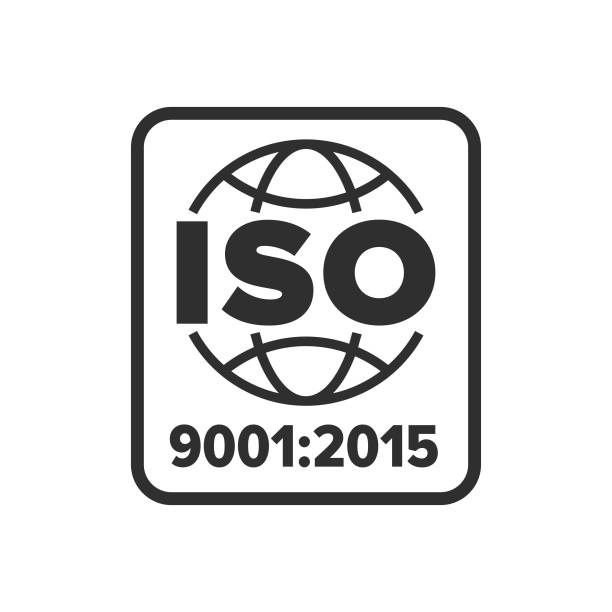 ilustrações, clipart, desenhos animados e ícones de símbolo certificado iso 9001 - 2015