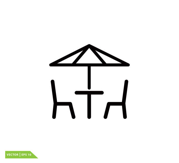 Chair and table icon vector logo template Chair and table icon vector logo template airbnb stock illustrations