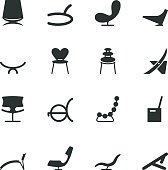 Chair Design Silhouette Vector File Icons.