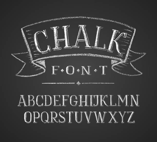 Chalk alphabet Vector illustration of chalk alphabet on blackboard. chalk art equipment stock illustrations