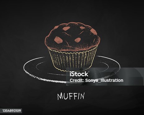 istock Chalk drawn illustration of Chocolate Muffin 1354893109