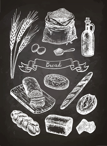 Chalk sketch of breads.