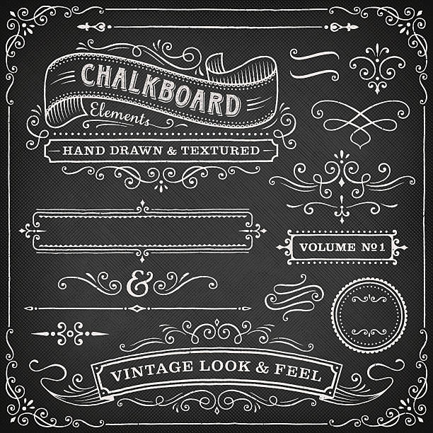 Chalkboard ornate design elements vector art illustration
