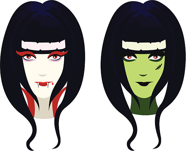 Best Female Vampire Hairstyles Cartoon Illustrations 