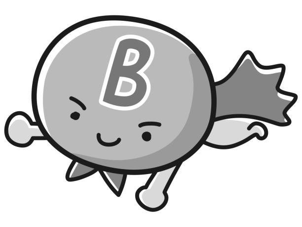 ilustraciones, imágenes clip art, dibujos animados e iconos de stock de caracteres b (vitamina b, biotina, etc.) - biotin