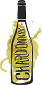 istock Chardonnay Wine bottle label hand lettering design on watercolor 543483072