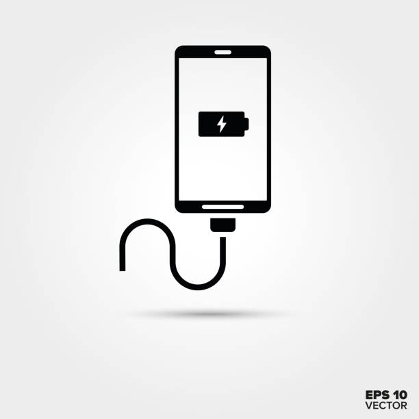 Charging smart phone icon. vector art illustration