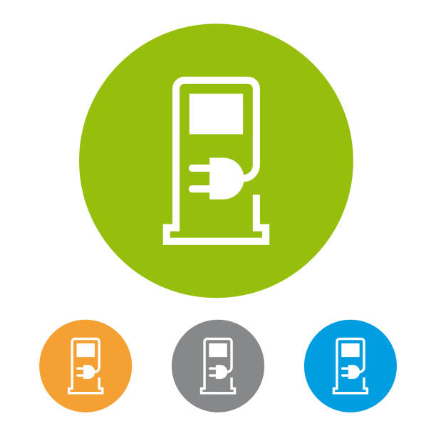 ilustrações de stock, clip art, desenhos animados e ícones de charging station icon - electric car