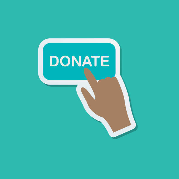 ilustraciones, imágenes clip art, dibujos animados e iconos de stock de pegatina de icono de caridad y donación - giving tuesday