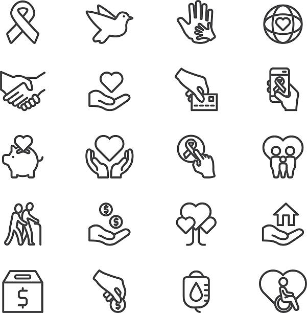 Charity and Donation Line icons | EPS10 Charity and Donation Line icons  nature clipart stock illustrations