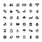 Charity and Relief Work related symbols and icons.