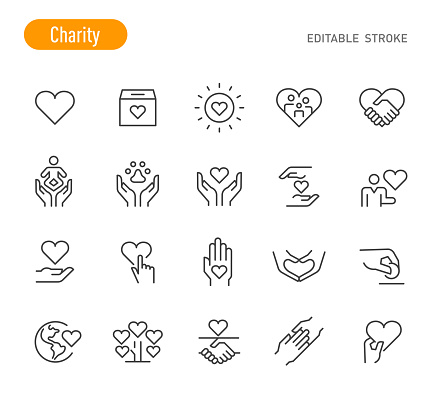Charity Icons (Editable Stroke)