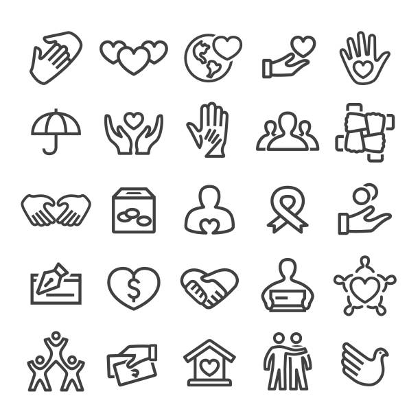 Charity Icons - Smart Line Series Charity, charity benefit, charity and relief work, charitable donation, bird symbols stock illustrations