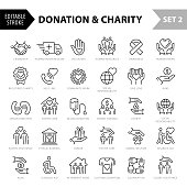 Charity Icons Thin Line Set - Editable Stroke - Set2