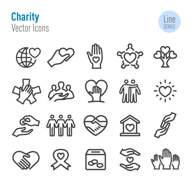 bildbanksillustrationer, clip art samt tecknat material och ikoner med välgörenhet ikoner-vector line-serien - line icons set community