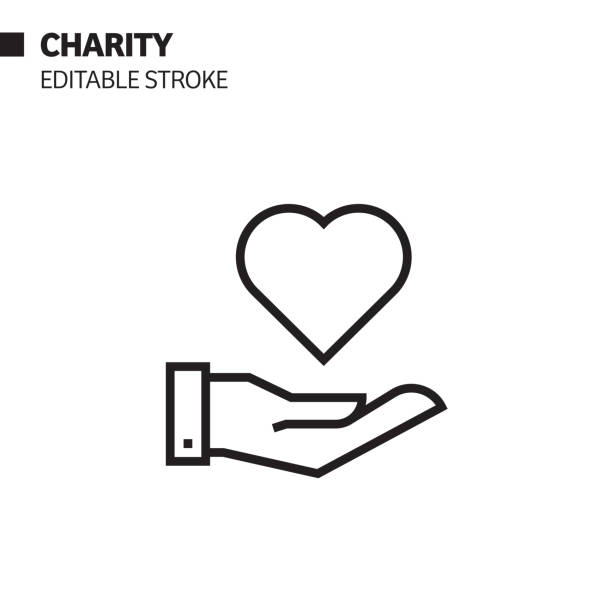 charity line icon, anahat vektör sembolü çizimi. piksel mükemmel, editable stroke. - giving tuesday stock illustrations